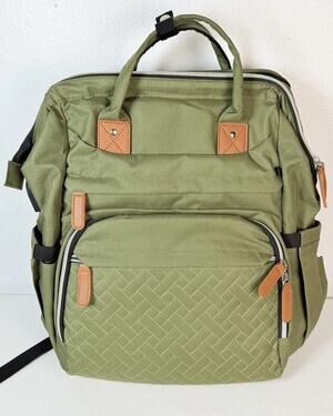 Unbranded Green Diaper Bag Backpack with Changing Pad USB Charging Port